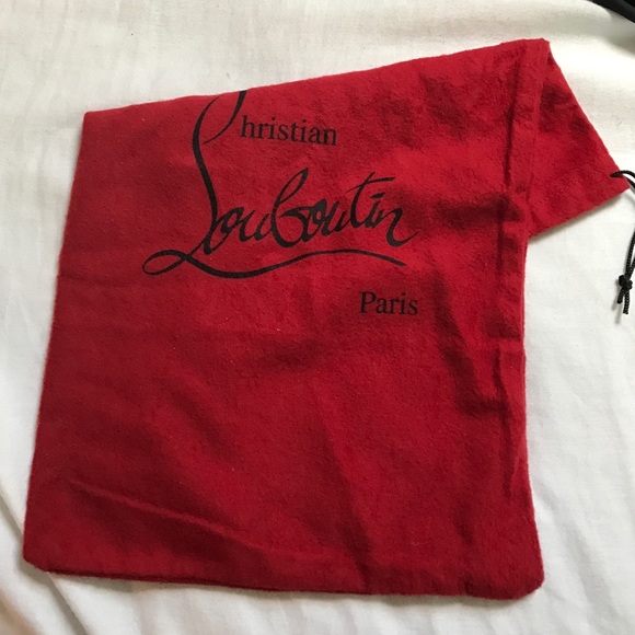 Christian Louboutin red felt drawstring bag