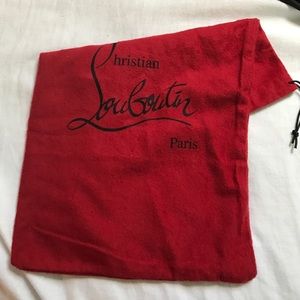Christian Louboutin red felt drawstring bag