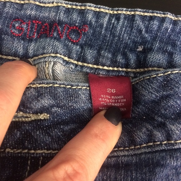 Sequence Embellished Jean Capris - Picture 4 of 4