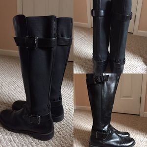 Knee-High Black Leather Boots