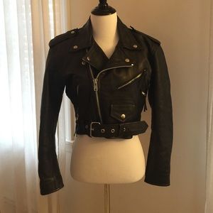 Black leather bike jacket