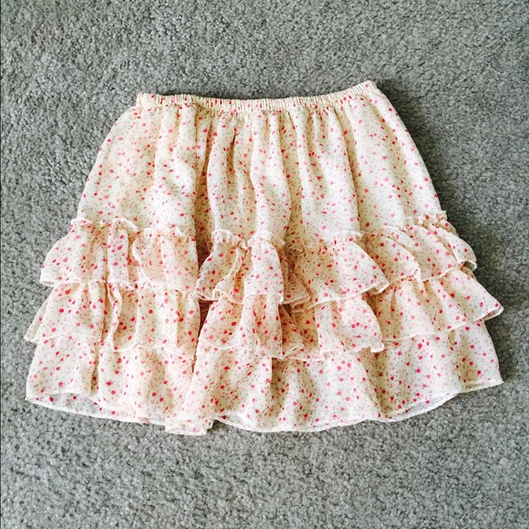 Mini floral elastic waist skirt