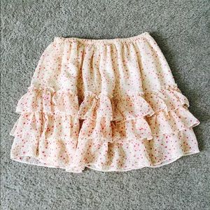 Mini floral elastic waist skirt