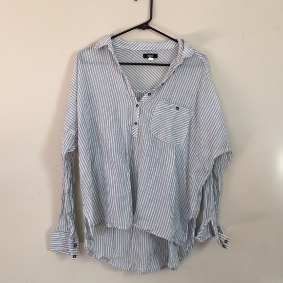 UP BDG button-down striped blouse