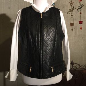 Leather quilted vest
