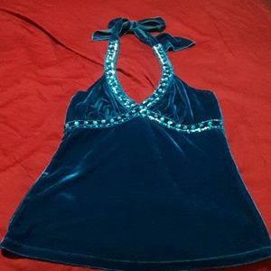 4/$15 Teal velour sparkle halter