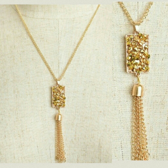 Jewelry - Jewelry | GOLD DRUZY STONES & TASSEL NECKLACE