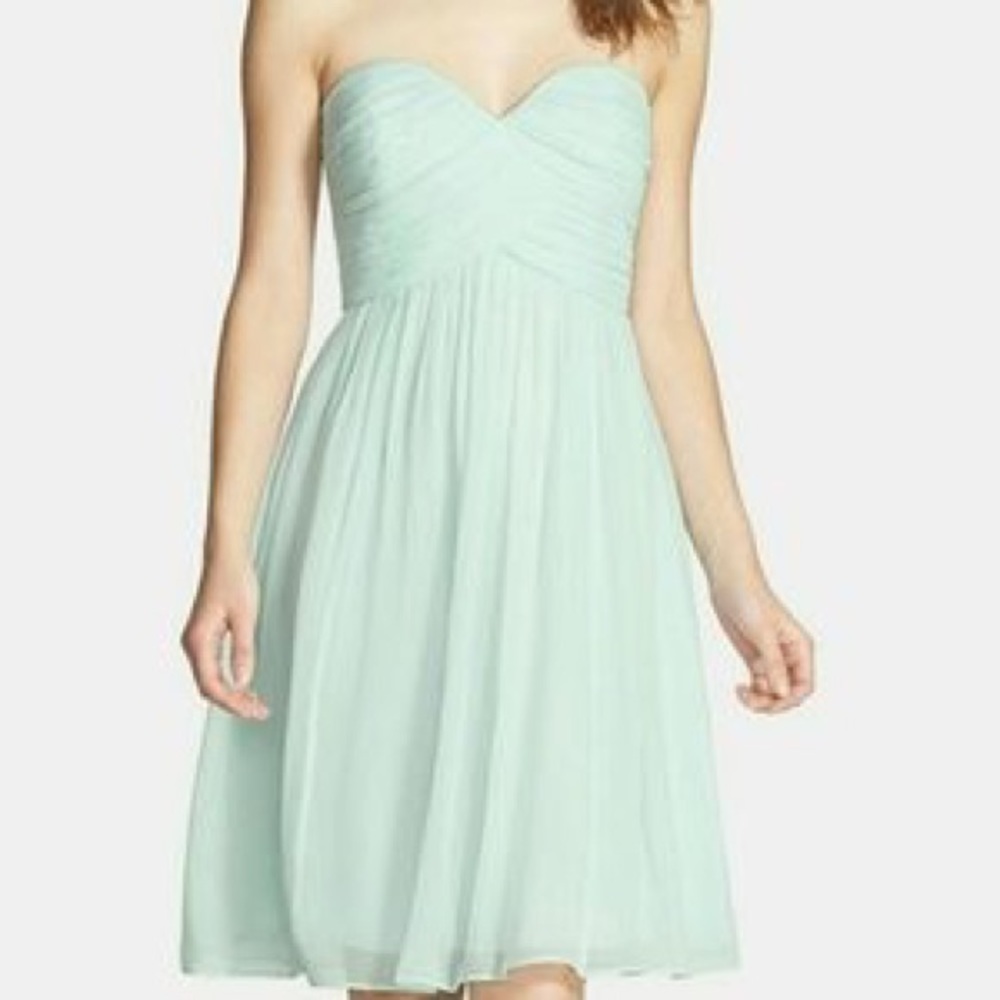 Aqua/mint Chiffon layer strapless dress
