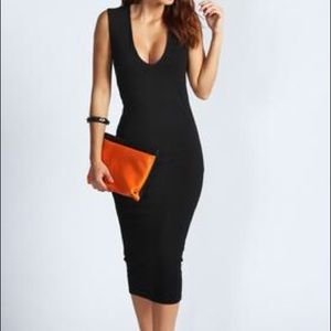 Deep V Neck Black Dress