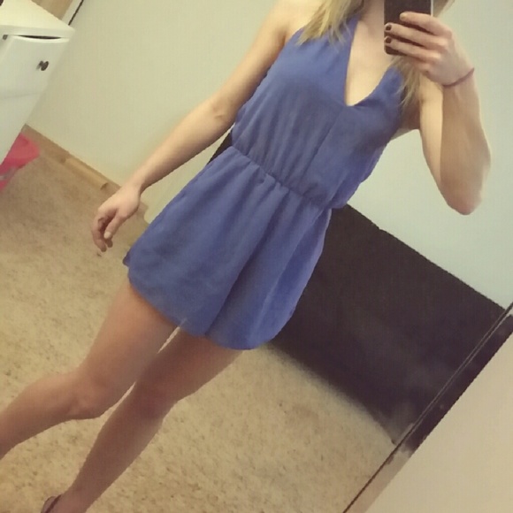 Blue Halter Top Romper - Picture 3 of 4
