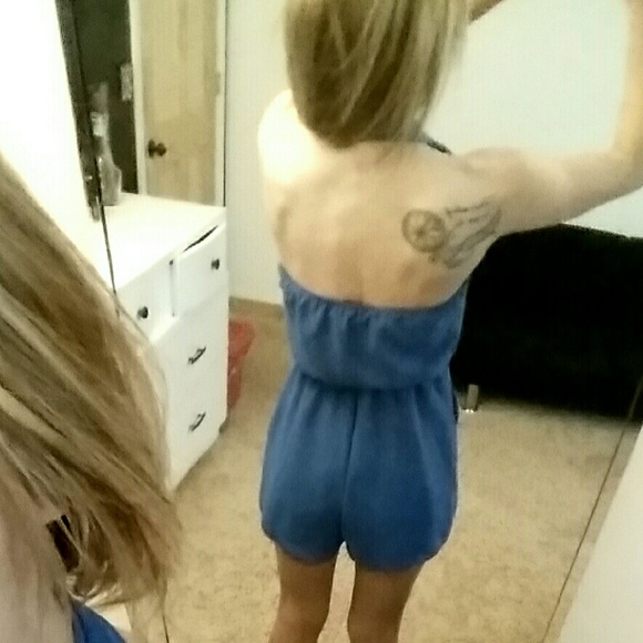 Blue Halter Top Romper - Picture 4 of 4