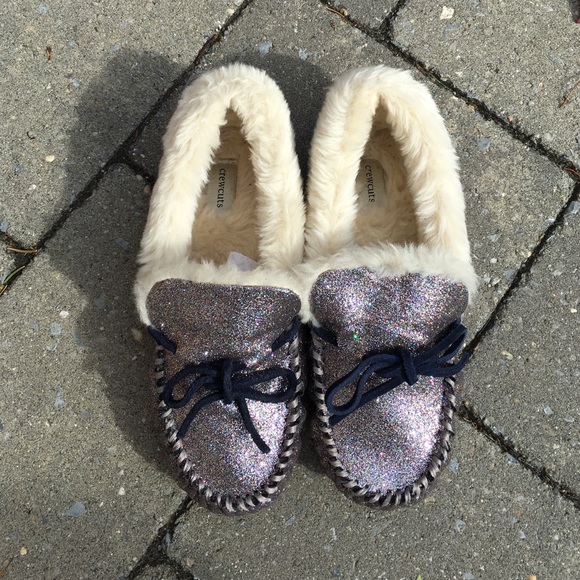 glitter shearling slippers