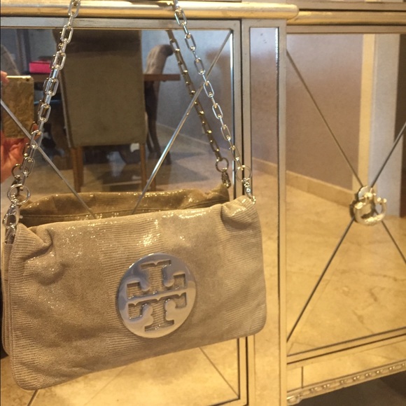 Tory Burch Reva Metallic Clutch