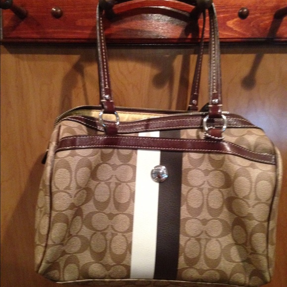 Coach brown duffle tote bag