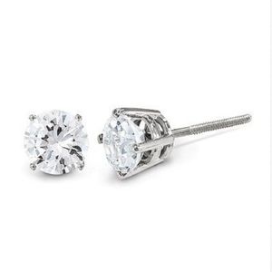 SALE Natural Diamond Dainty Studs 14k White Gold