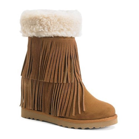 Madden Girl Shoes - Madden Girl Brown Fringe Hidden Wedge Boots NWT