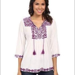 Purple and White Lucky Brand Blouse