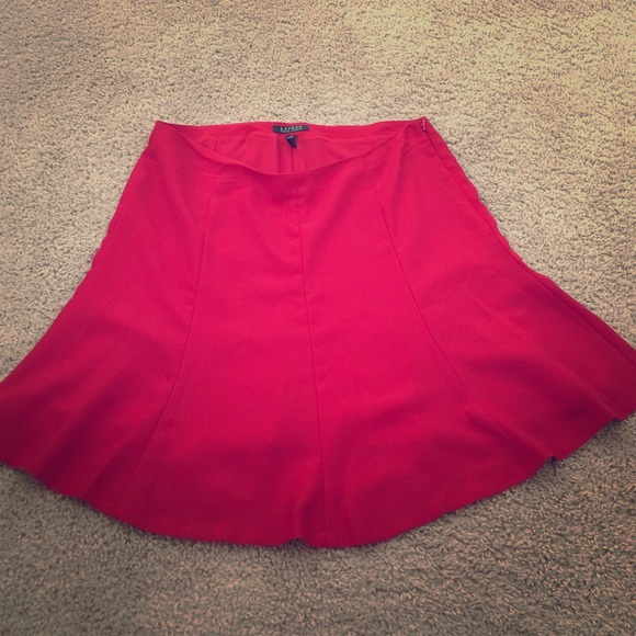 Ralph Lauren Red Semi-Pleated Skirt