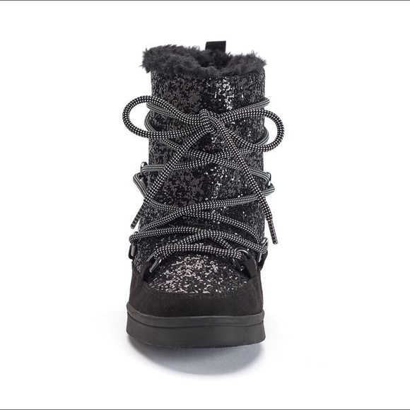 JUICY COUTURE Black Bling LaceUp Wedge Ankle Boots - Picture 4 of 4