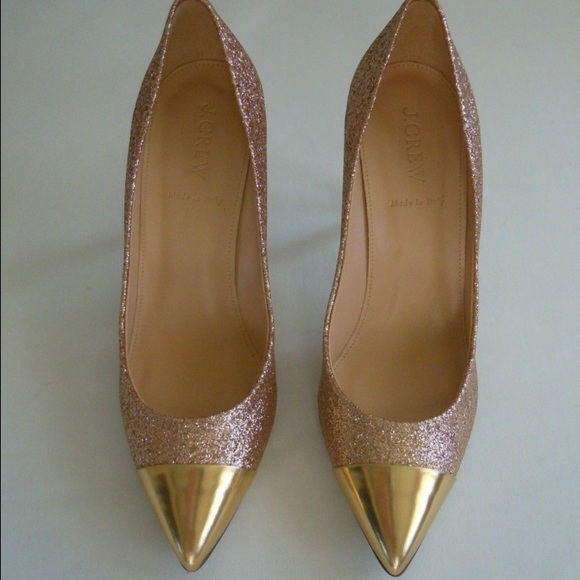 ❤️ HP NWT J. Crew Gold Glitter Cap Toe Pumps❤️ - Picture 4 of 7