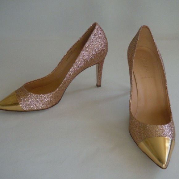 ❤️ HP NWT J. Crew Gold Glitter Cap Toe Pumps❤️ - Picture 5 of 7