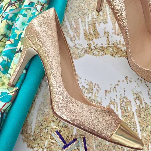 ❤️ HP NWT J. Crew Gold Glitter Cap Toe Pumps❤️ - Picture 3 of 7