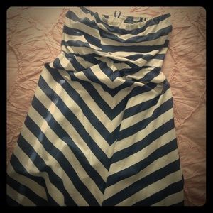 The Limited strapless w/navy blue chevrons!