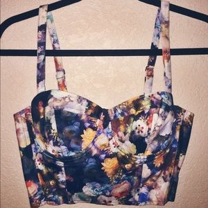 Topshop bustier cropped floral top