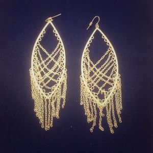 Large silver chandelier earrings
