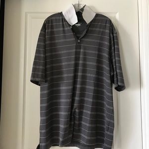 Golf polo shirt, men's gray white stripe