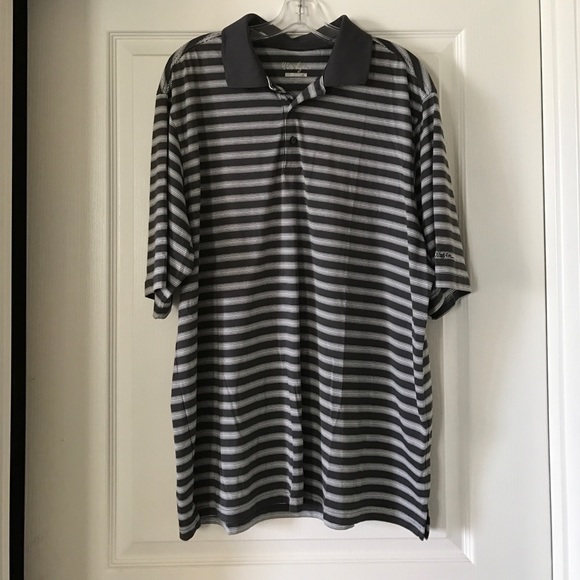 Walter Hagen Hydro-dri gray white polo golf shirt