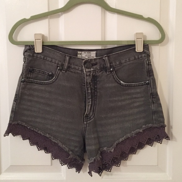 Free People gray lace trimmed shorts
