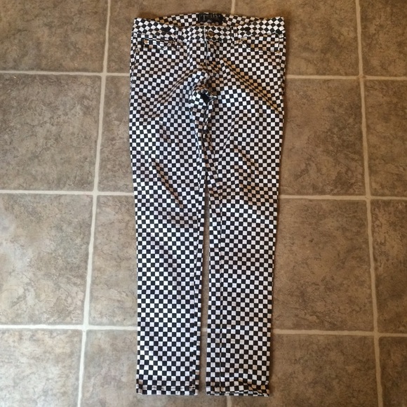 Tripp denim checkered jeans suspenders goth punk