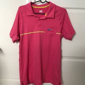 Nike Dry Fit golf shirt in bright pink!