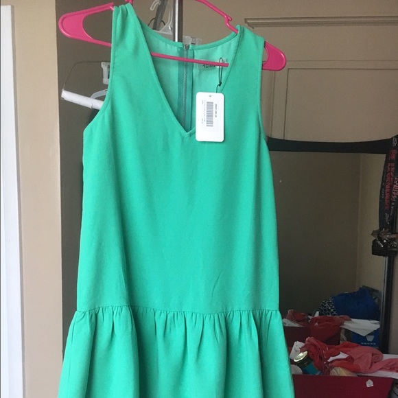 Green drop waist dress