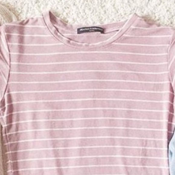 Brandy Melville Tops - Brandy Melville - Striped Blush Cropped Tee