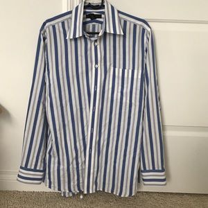 Express long sleeve blue and white button down