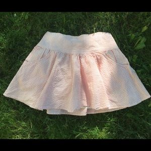 Roxy Pink & Cream Seersucker Skater Skirt Sz 0
