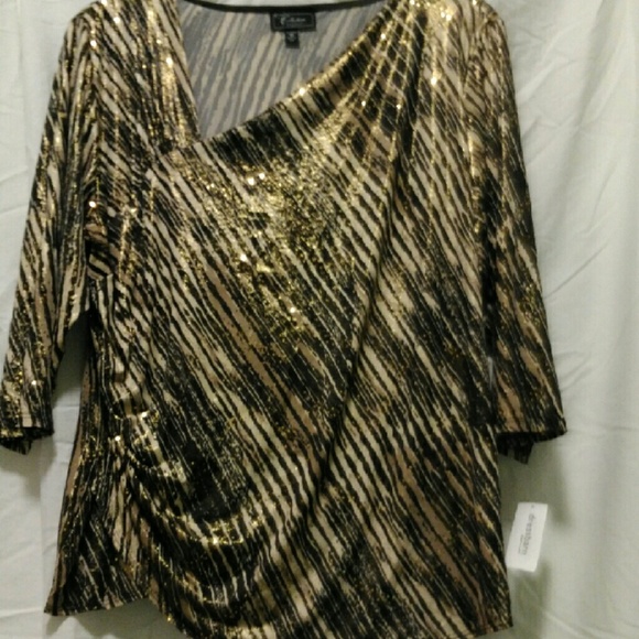 Dress barn black & gold top