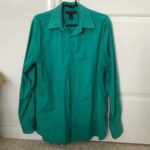 Express stretch teal button down shirt