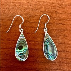 Silver mother of pearl (shell) teardrop earrings
