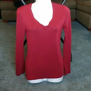 Burgandy Long VNeck Tee