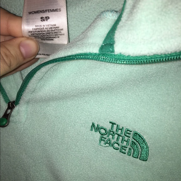Mint Green North Face Quarter Zip - Picture 2 of 3