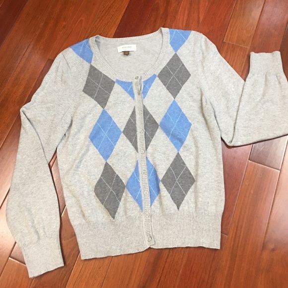 100% cotton Argyle cardigan sweater