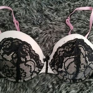 Sophie B. Pink & Black Lace Bra