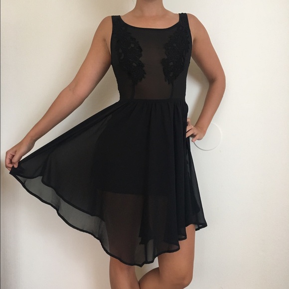 Boutique Applique Dress Black