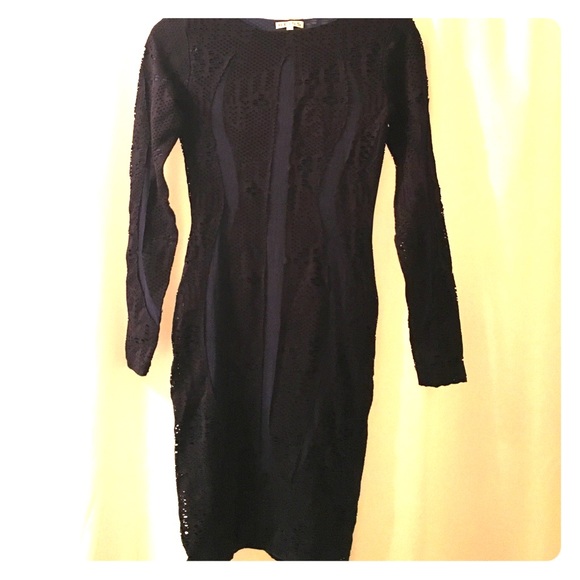 Reiss black and navy blue textured dress