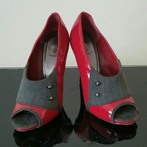 Women's heel patton leather with tweed