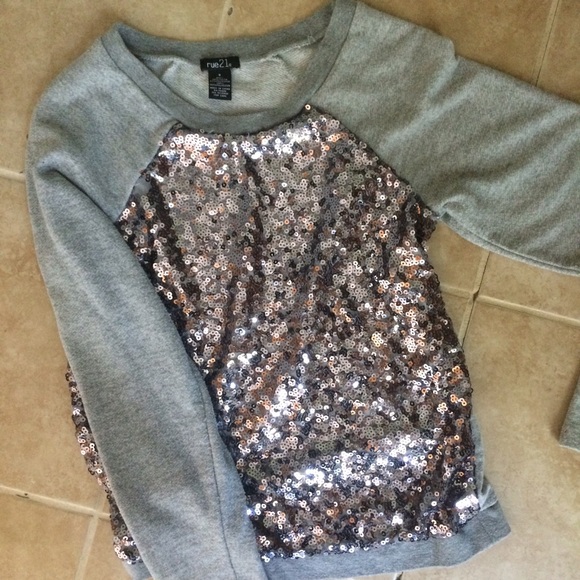 Rue 21 | sequined baseball sweatshirt - Picture 3 of 4
