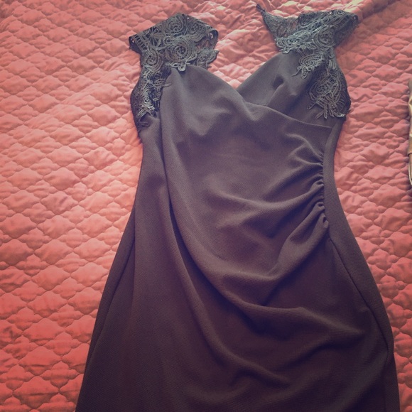 Little black dress with lace detail.